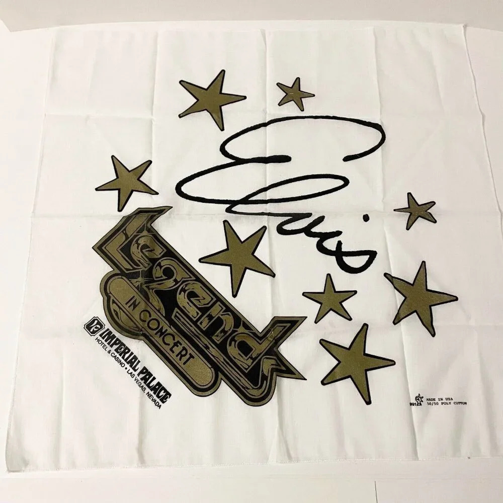 Vtg 1991 Elvis Presley Legends Concert Bandana Las Vegas Imperial Palace Flaws